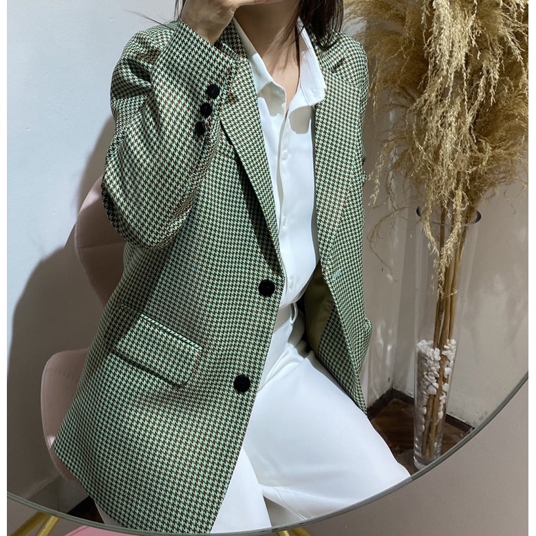 Áo blazer 2 lớp hàng thiết kế Huien Design hoạ tiết zic zắc điểm nhấn thời trang, sành điệu | BigBuy360 - bigbuy360.vn