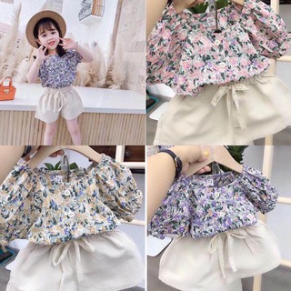 Quần áo trẻ em Bộ thô hoa bé gái (8-22kg)