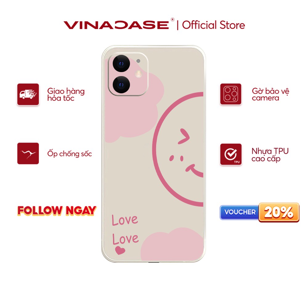 Ốp lưng Vina Case Iphone 6S/6 Plus/7G/8G/X/Xs/11/12/....dẻo cạnh vuông bảo vệ camera hình Mặt cười love