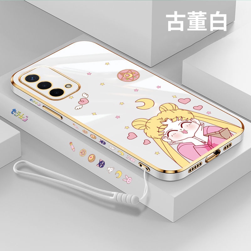 Ốp điện thoại QIANZI silicon mạ viền kiểu Sailor Moon cho Oppo Reno4 4 Pro Reno 4 Se Reno 5 Reno 5 Pro 6 Reno 6 Pro