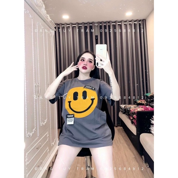 Áo Phông Quảng Châu hình mặt cười thêu siêu hot Hàng L1 chất cotton lạnh