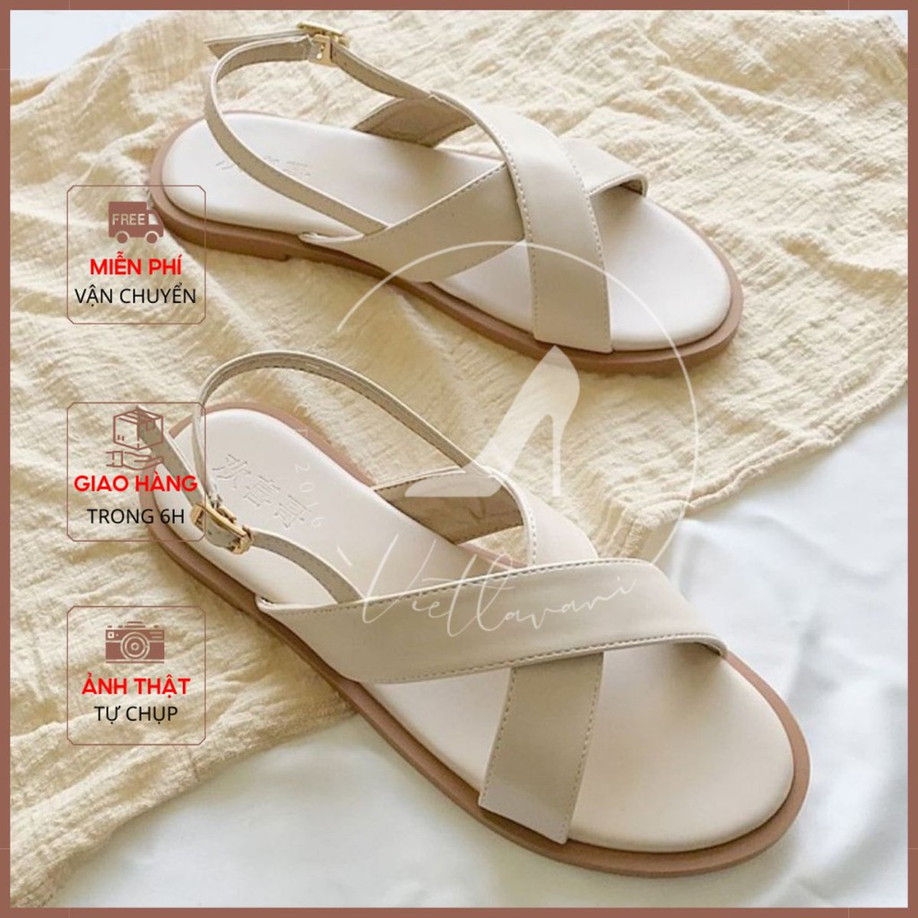 [Mã 11FASHIONSALE1 giảm 10000 đơn 50000] Sandal Quai Chéo Bảng To Mã S15 Phong Cách Trẻ Trung Trend 2020