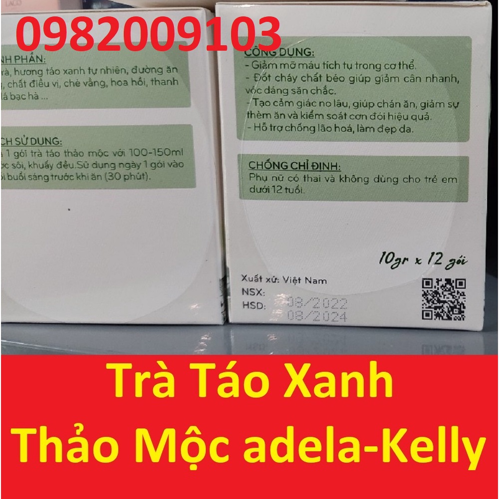 TRÀ TÁO XANH thảo mộc adela Kelly detox hộp 12 gói hỗ trợ giảm cân nhanh,an toàn,thải mỡ,định hình eo [Chính hãng 2022]