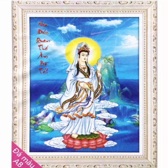 Tranh Đính Đá Phật Bà Quan Âm 04- Tranh Mỹ Thuật Minh Hiền