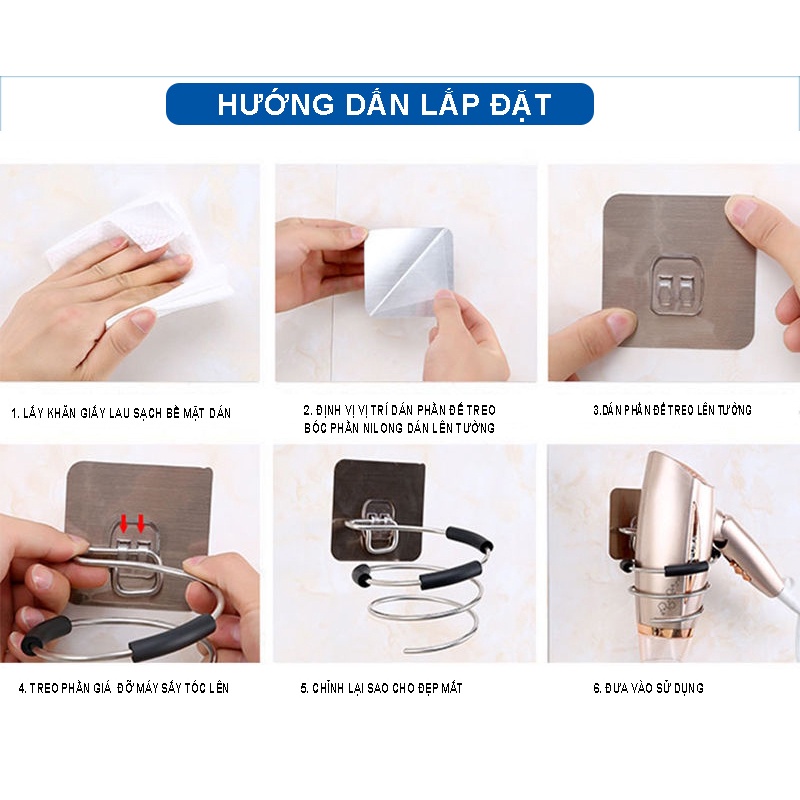 Giá Treo Máy Sấy Tóc Gắn Tường Inox Tiện Dụng Siêu Bền