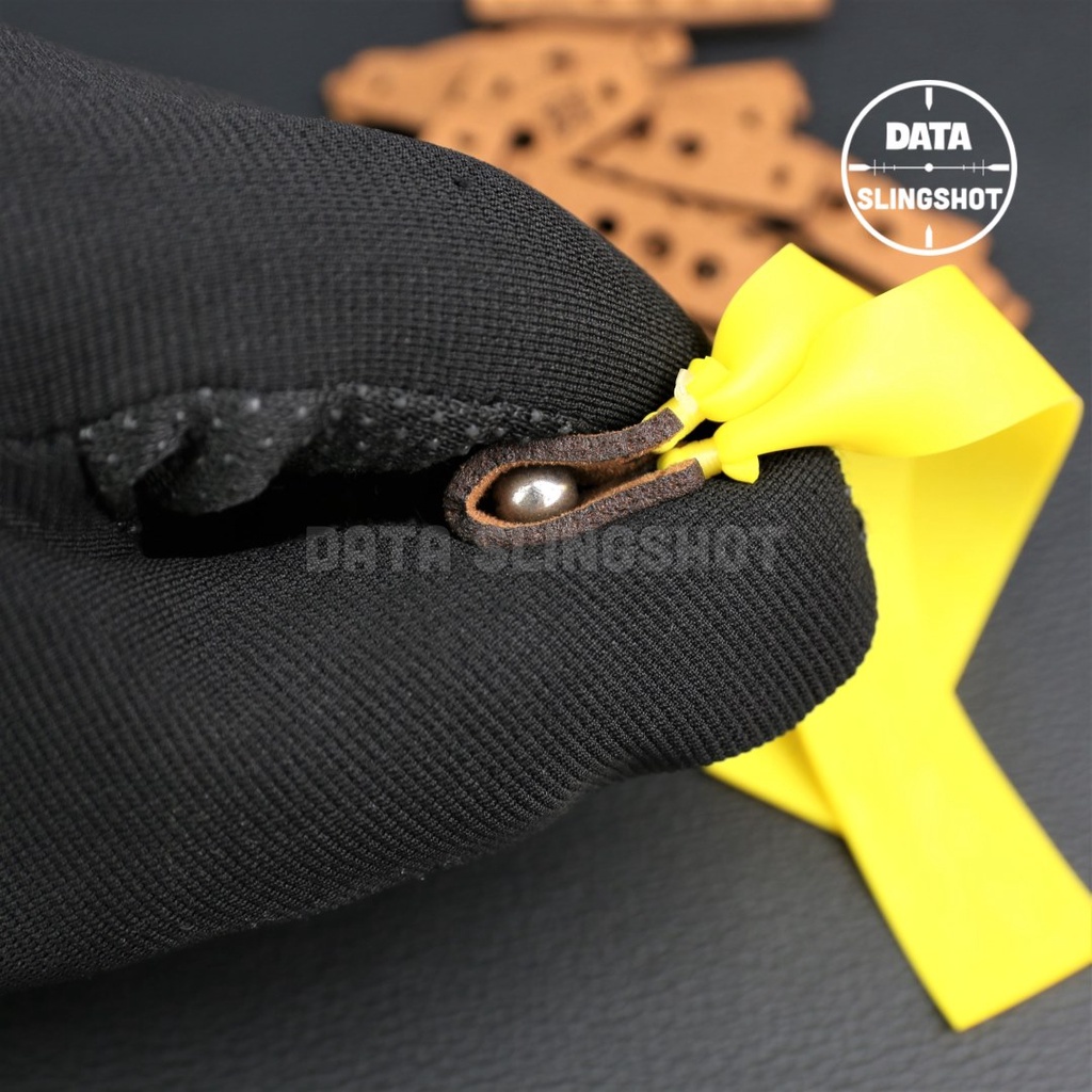Miếng Da Ná Cao Su 3 Lỗ DT15 Vàng Chữ Tàu dùng cho bi 7mm 6.35mm 7.5mm chống trơn - DATA SlingShot