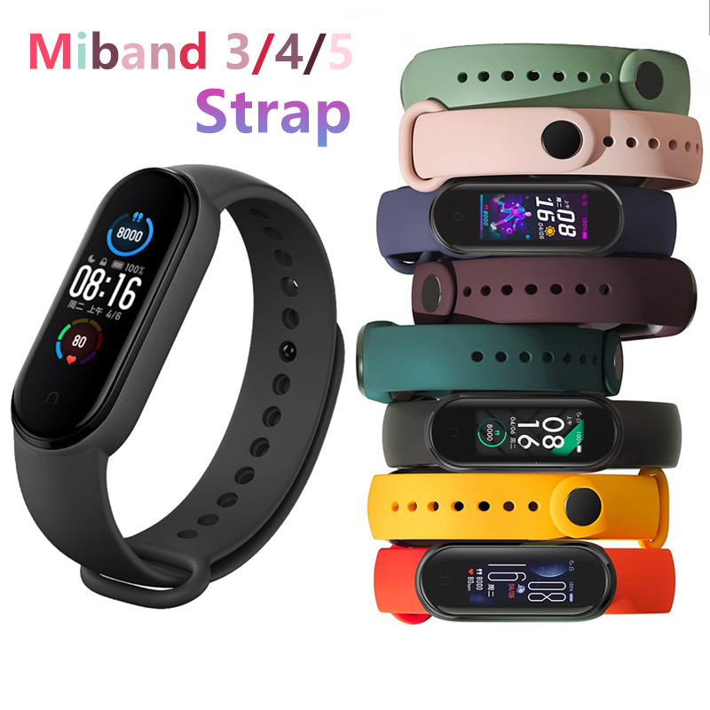 Dây Đeo Thay Thế Chất Liệu Silicon Màu Trơn Thời Trang Cho Xiaomi Mi Band 3 4 5 Miband 5