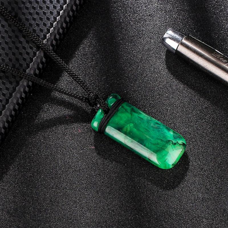 Vòng cổ dây thừng đen mặt đá Aquaman Justice League màu xanh lá bằng nhựa resin thời trang cá tính cho nam