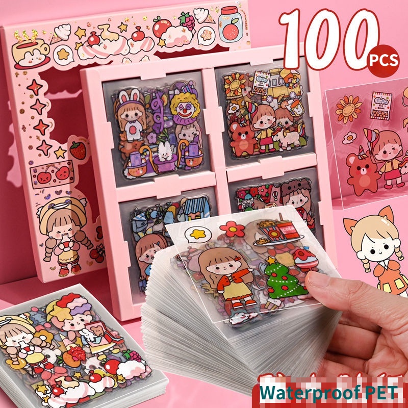 Set 100 miếng dán PET chống thấm nước chống bám bẩn trang trí đồ thủ công
