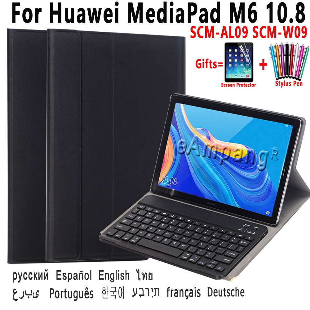 Bao da kèm bàn phím Bluetooth cho Huawei Mediapad T5 10 M5 Lite 10.1 8 M5 10 Pro M6 10.8 Matepad 10.4 Pro 10.8