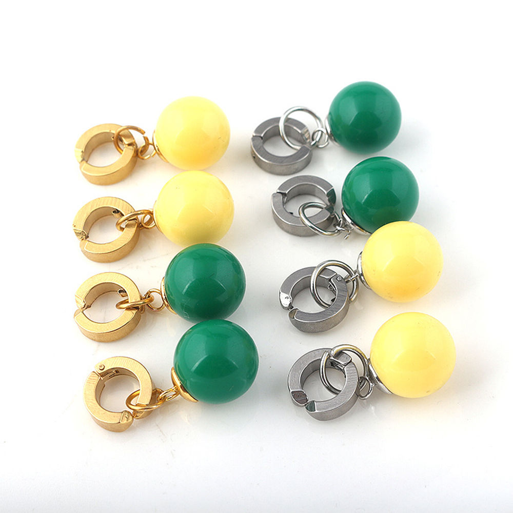 Đôi khuyên tai dạng kẹp đính quả cầu vàng/ xanh lá cây hóa trang nhân vật anime Zoro Potara Son Goku thời trang unisex