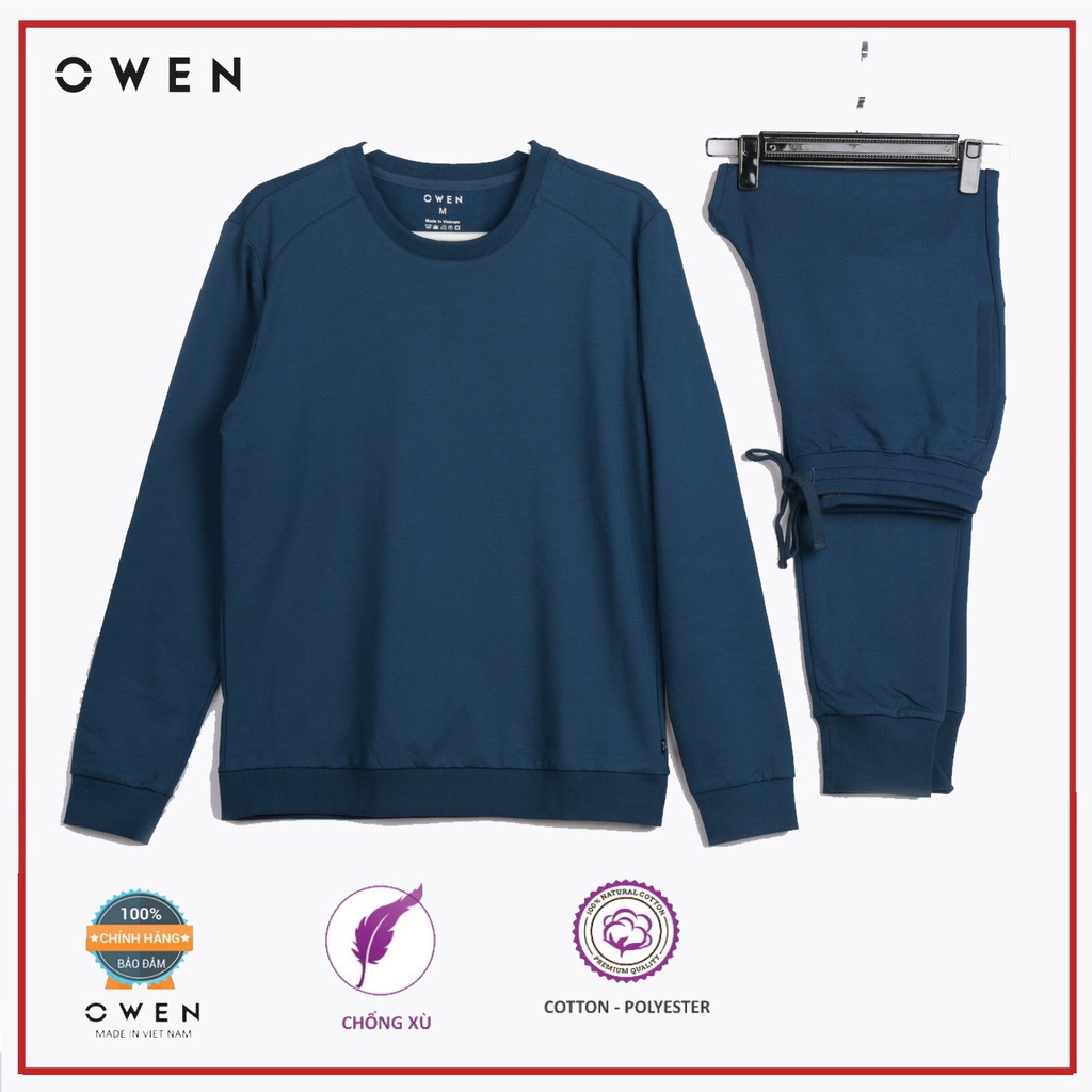 Xả 12.12 10.10 . OWEN - BỘ NỈ NAM OWEN ỐNG BO MÀU XANH 81245 Cực Đẹp . . . ' ' ' hot .