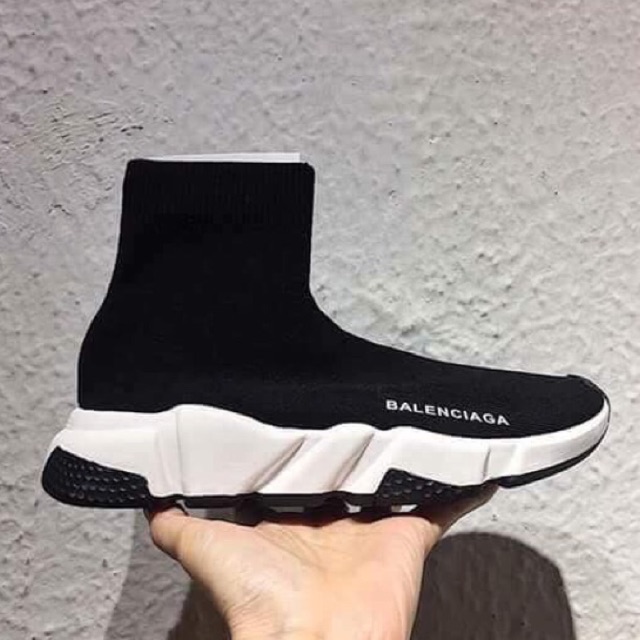 Giầy thê thao sneaker cao cổ đen trắng trun co giãn bốn chiều