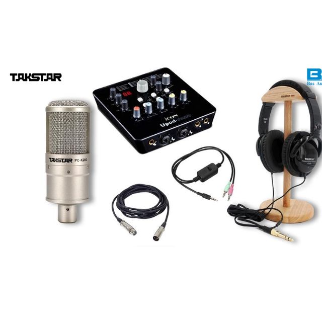 Combo thu âm livestream cao cấp mic Takstar PC K200 và sound card ICON UPOD NANO PRO