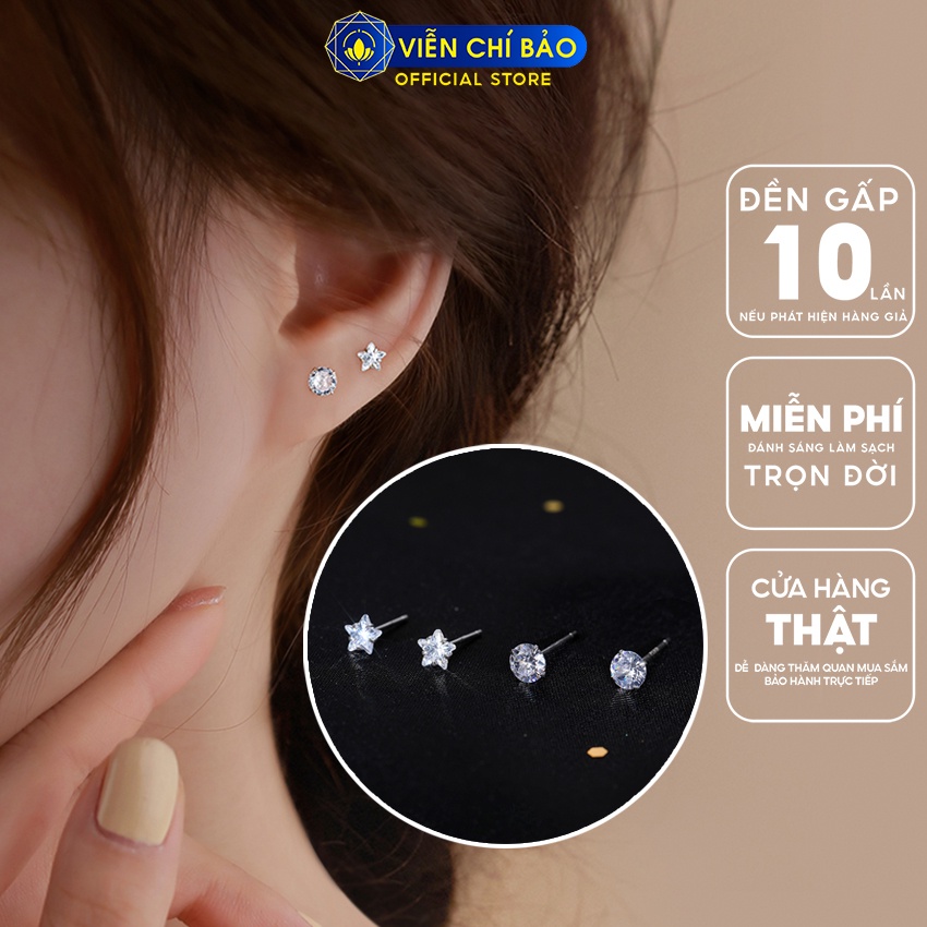 Bông tai bạc nữ nụ đá lấp lánh chất liệu bạc 925 thời trang phụ kiện trang sức nữ Viễn Chí Bảo E028 B000145