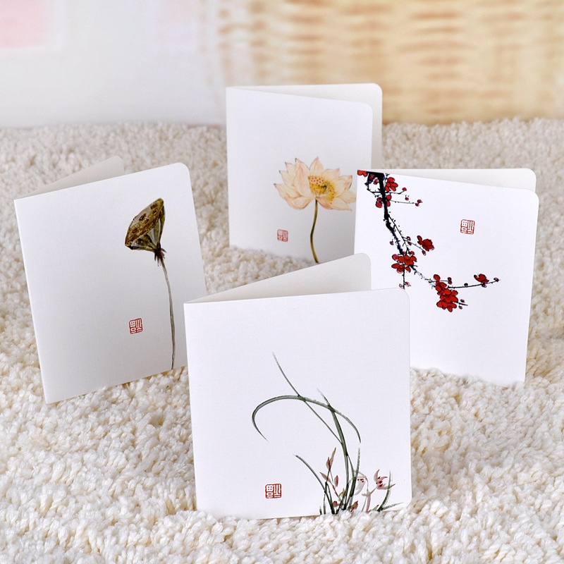 Thiệp Chúc Mừng Dạng Gập Màu Trắng Đơn Giản Diy