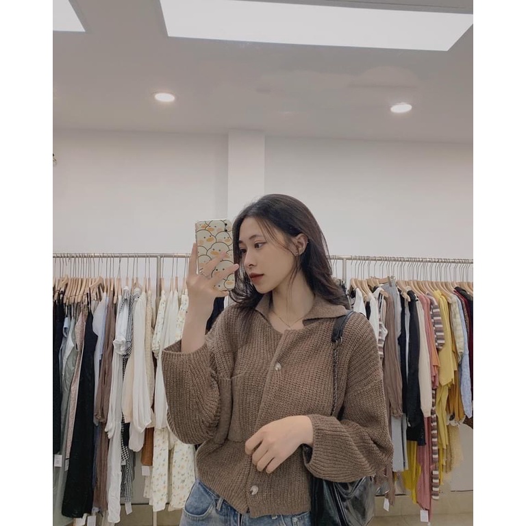 ÁO LEN CARDIGAN CROPTOP NỮ TRƠN FORM THỤNG HÀN QUỐC CAO CẤP