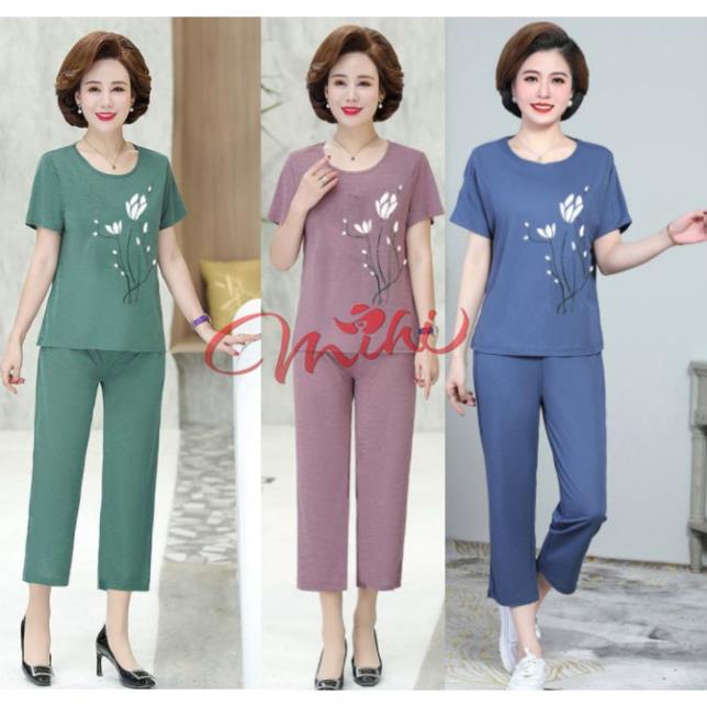 ۩✆Bộ đồ trung niên nữ B77 - Quần áo kiểu thời trang mùa hè đẹp cho mẹ ngủ mặc nhà tuổi U40 U50 U60 Giá rẻ Bigsize ! vv