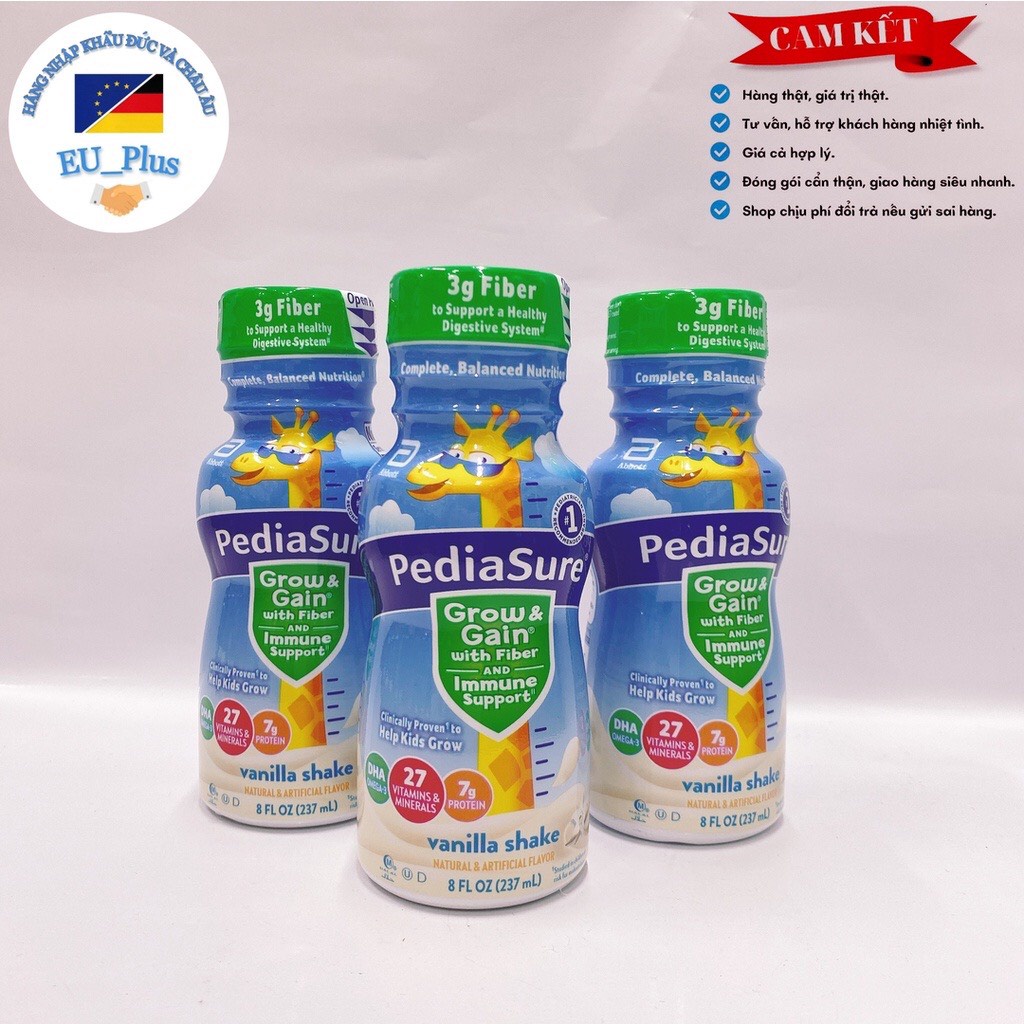 Thùng Sữa Nước Pediasure Hương vani, Socola 237ml x 24 Chai Mỹ