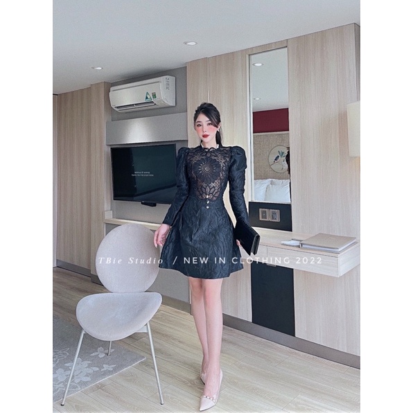 THUYBIESHOP | váy gấm đáp ren cao cấp