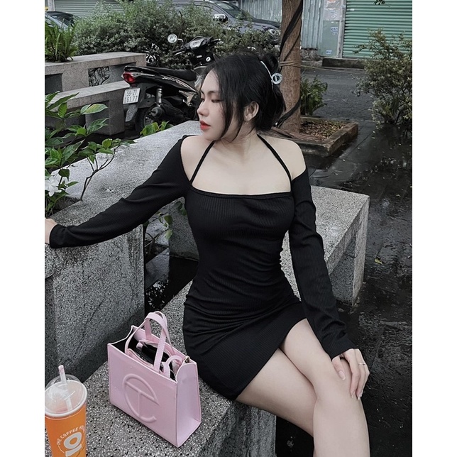 Đầm body tay dài phối cột dây xinh- Bohome