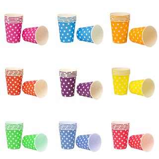 THANH LÝ NGHỈ BÁN - Cốc giấy sinh nhật chấm bi nhiều màu (1set/10 côc/ màu )