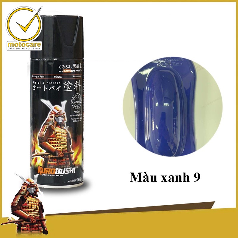 Combo SAMURAI 9 Sơn Xịt MÀU 19/9 XANH TRIVOL  và giấy nhám Nhật