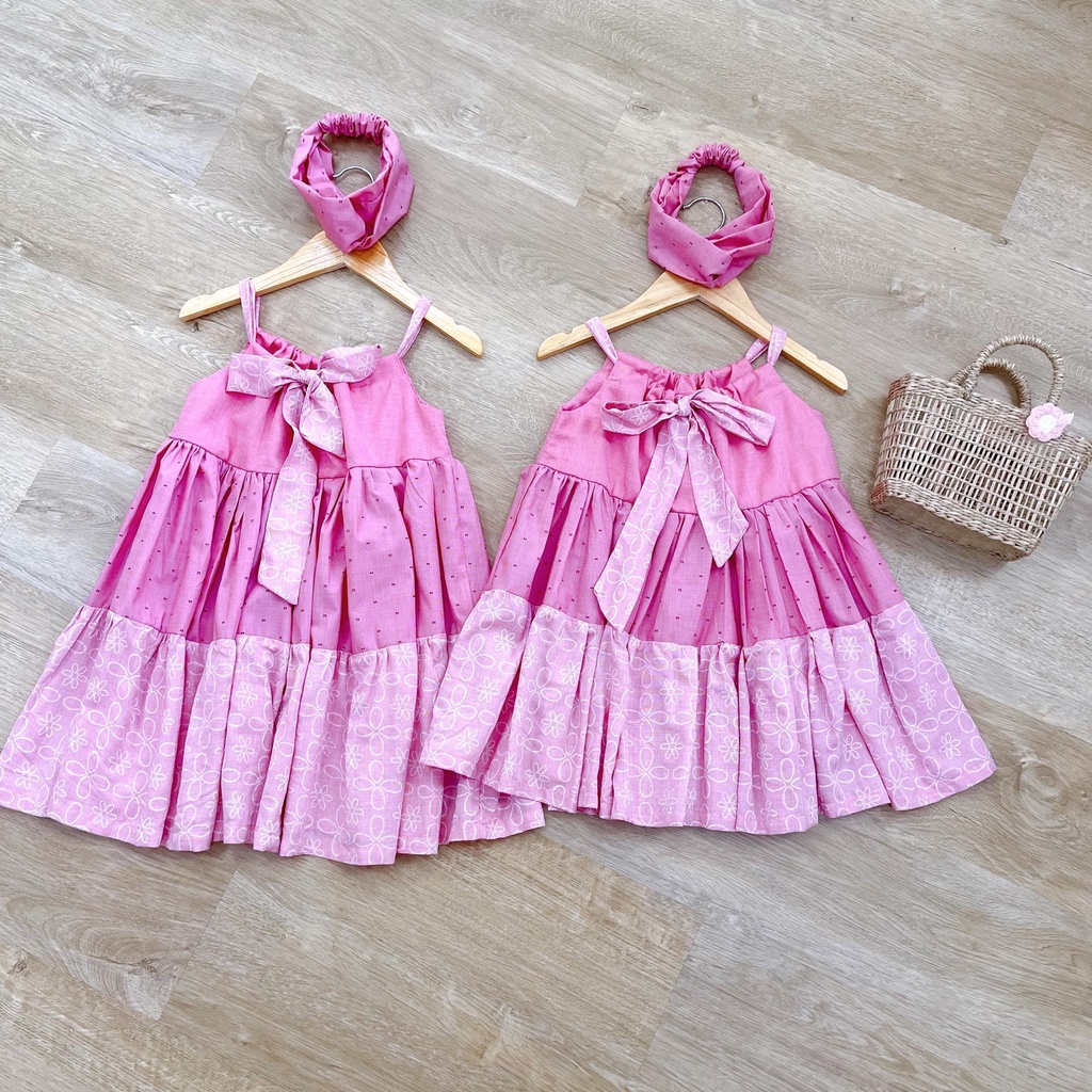 Đầm Đi Biển 3 Tầng Dáng Dài Nhiều Màu Sắc Cho Bé Gái Size 9kg - 46kg Sora Chan - M097,M098,M099