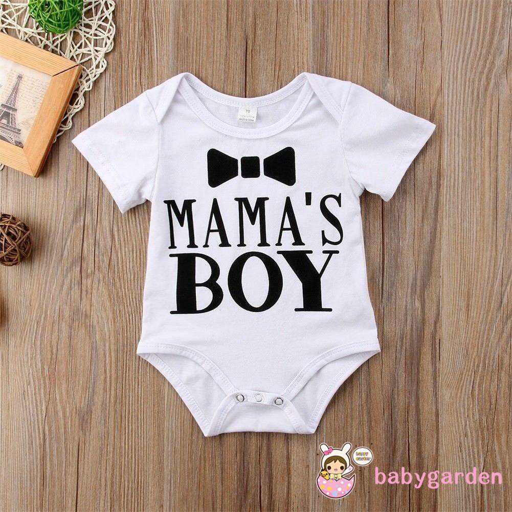 Bộ Áo Liền Quần In Chữ Mama &amp;Apos;S Boy Xinh Xắn Dành Cho Bé