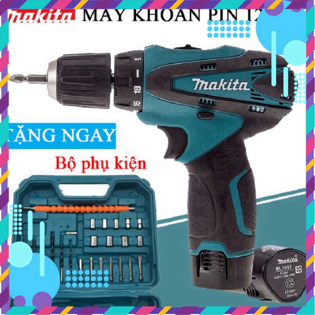 [Chính Hãng] Máy Khoan Pin Makita 12V kèm phụ kiện . ]