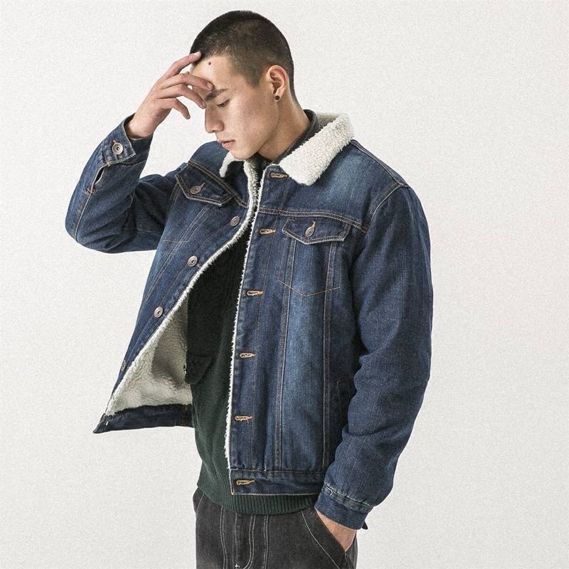 Áo Khoác denim phối lông cừu dày dặn phong cách thời trang cho nam