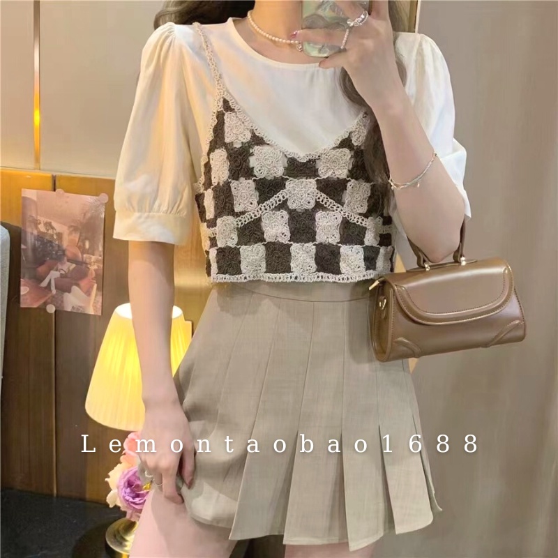 Áo Kẻ Caro Mix Ngoài Phong Cách Retro Cổ Điển Cá Tính Cho Nữ Lemontaobao