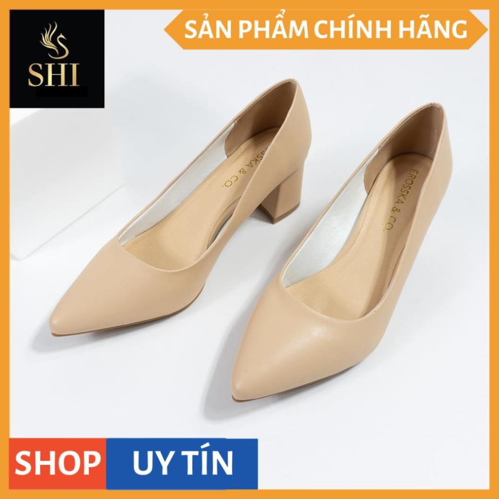 Giày cao gót Erosska thời trang mũi nhọn kiểu dáng cơ bản cao 5cm màu kem _ EP011 | BigBuy360 - bigbuy360.vn