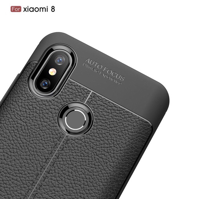 Xiaomi Mi8 Ốp dẻo vân da sần chống sốc Autofocus(đen)