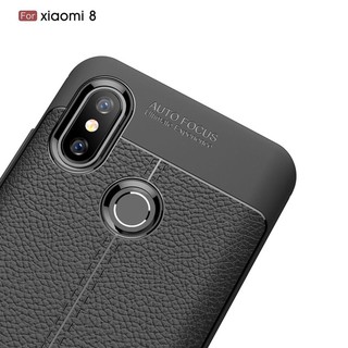 Ốp dẻo vân da Xiaomi Mi8  Autofocus(đen)