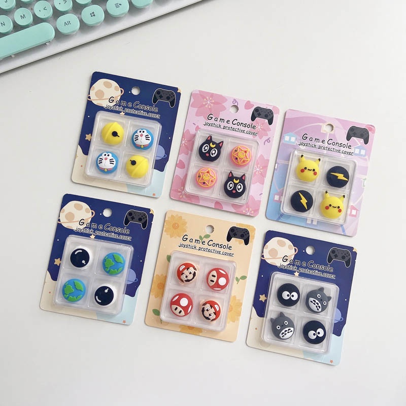 Set 4 Vỏ Bọc Silicon Họa Tiết Hoạt Hình Cho Tay Cầm Chơi Game Nintendo Switch Pro