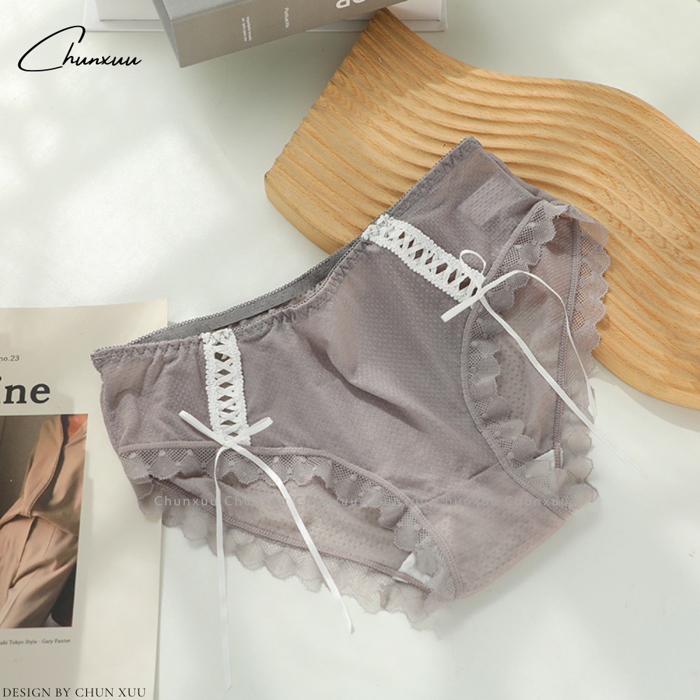 Quần lót nữ dạng lưới thắt nơ xinh xắn phối viền ren gợi cảm ChunXuu QC117