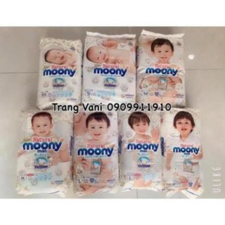 Ps799  Tã Bỉm MOONY NATURAL Nội Địa Nhật dán/quần NB63/S58/M48/L36Newborn63 dán Ma20s 9n sw