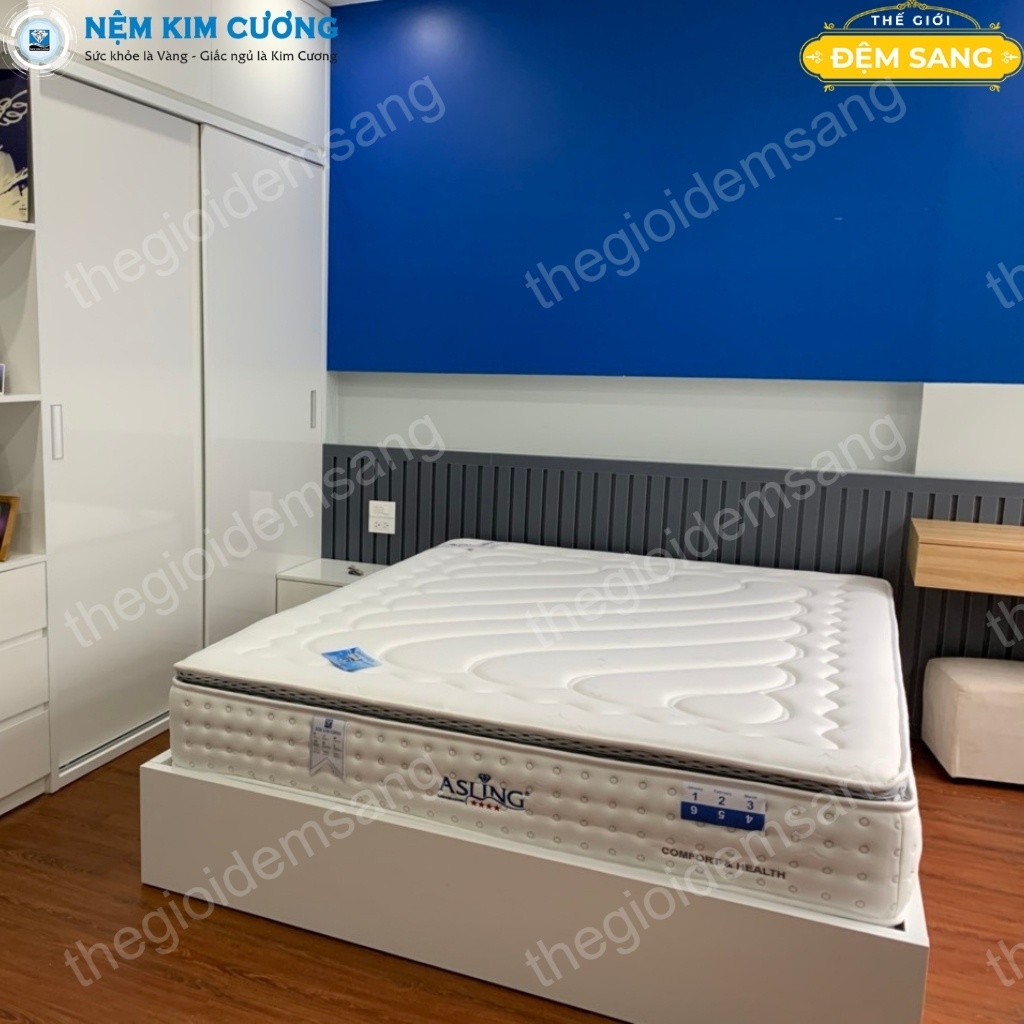 Nệm lò xo túi độc lập ASLING 4 sao chính hãng đệm KIM CƯƠNG cao cấp chuẩn khách sạn giá rẻ bảo hành 8 năm LX104