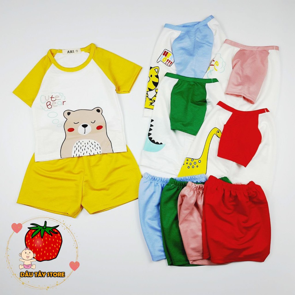 Bộ quần áo trẻ em hoạt tiết động vật QATE636 cho bé 8kg - 18kg* Chất liệu: cotton đũi