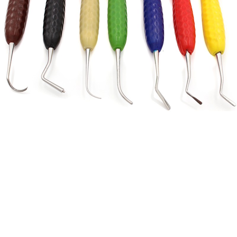 Bộ 7 Dụng Cụ Nha Khoa Bằng Nhựa Với Tay Cầm Silicone Tiện Dụng