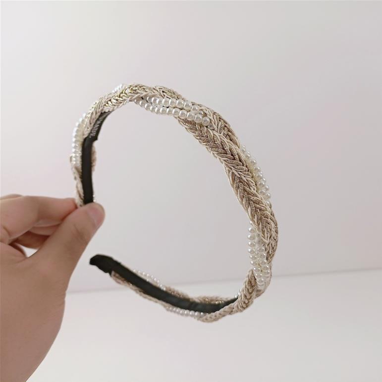 Bờm cài tóc đính đá tết mix ngọc trai nhân tạo phủ nhũ lấp lánh hàng hand made thời trang Hàn Quốc June accessories