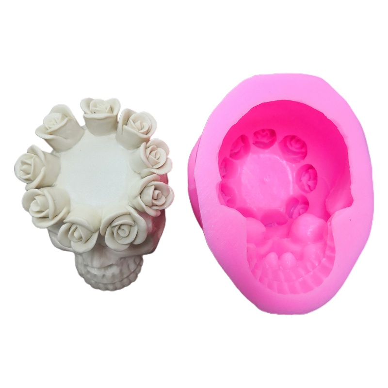 Khuôn Silicone Làm Chân Nến Hình Đầu Lâu Hoa