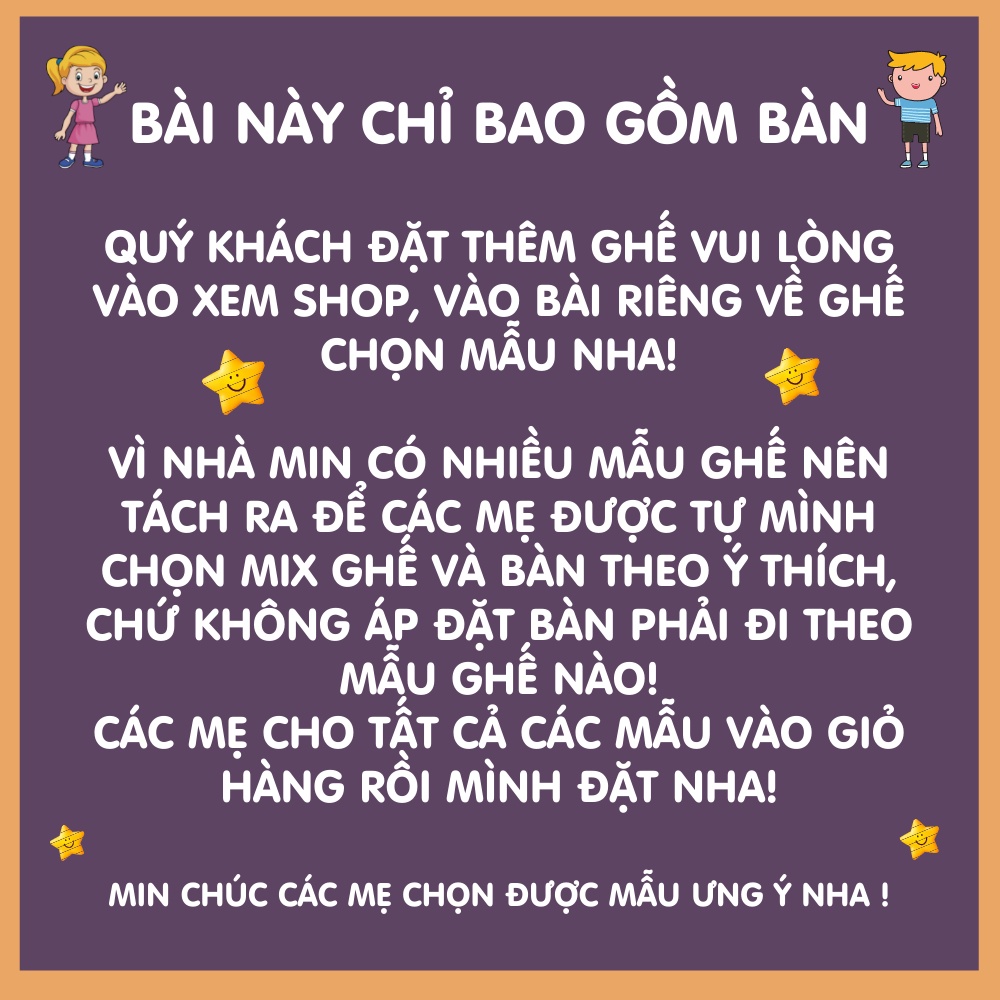 Bàn ghế gỗ học cho bé, kết hợp bàn ăn và chơi đa năng độ tuổi từ 2 tuổi đến 12 tuổi chất liệu gỗ tự nhiên an toàn !