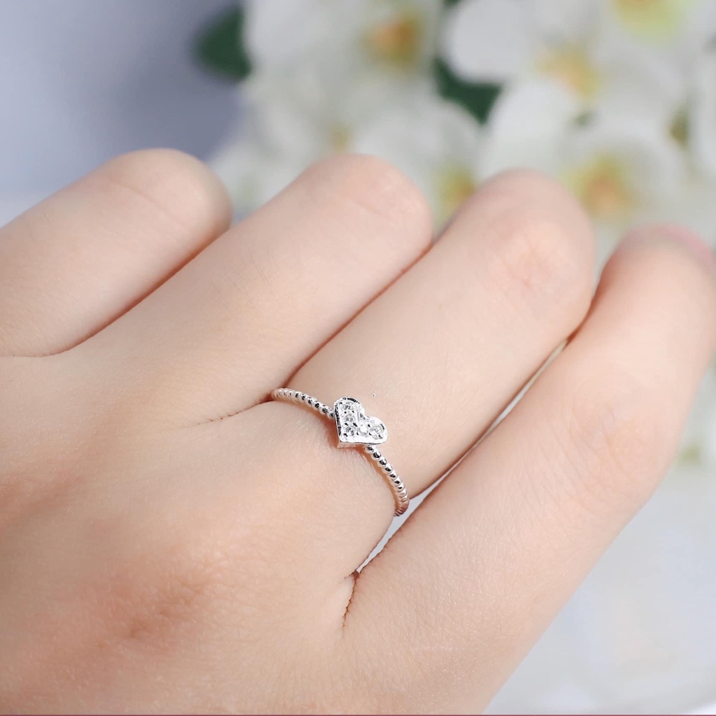 Nhẫn bạc nữ PANSY hình trái tim đính đá nhỏ xinh - Nhẫn nữ bạc đẹp giá chất