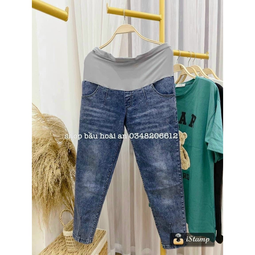 Quần jean Bầu K025☘️ảnh thật shop mặc chụp☘️chất siêu mềm đẹp☘️có co gian nhẹ☘️chun chỉnh bụng theo từng thai kì