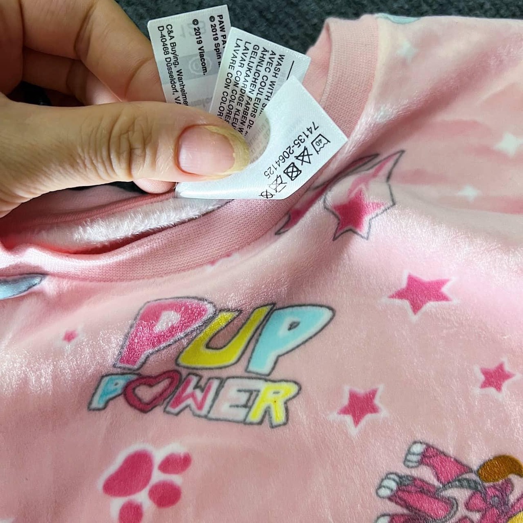 Bộ dài tay băng lông 2 mẫu hồng mèo và cún xinh xinh cho bé gái 92 - 140