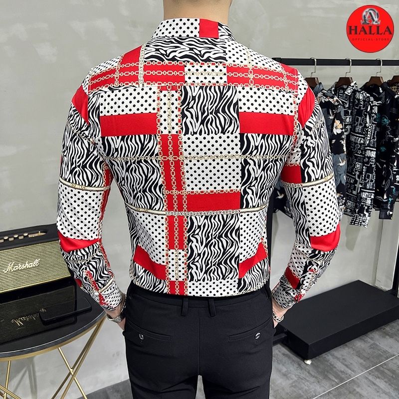Áo sơ mi nam dài tay họa tiết kẻ ô vuông thời trang HALLA áo sơ mi kiểu công sở hot