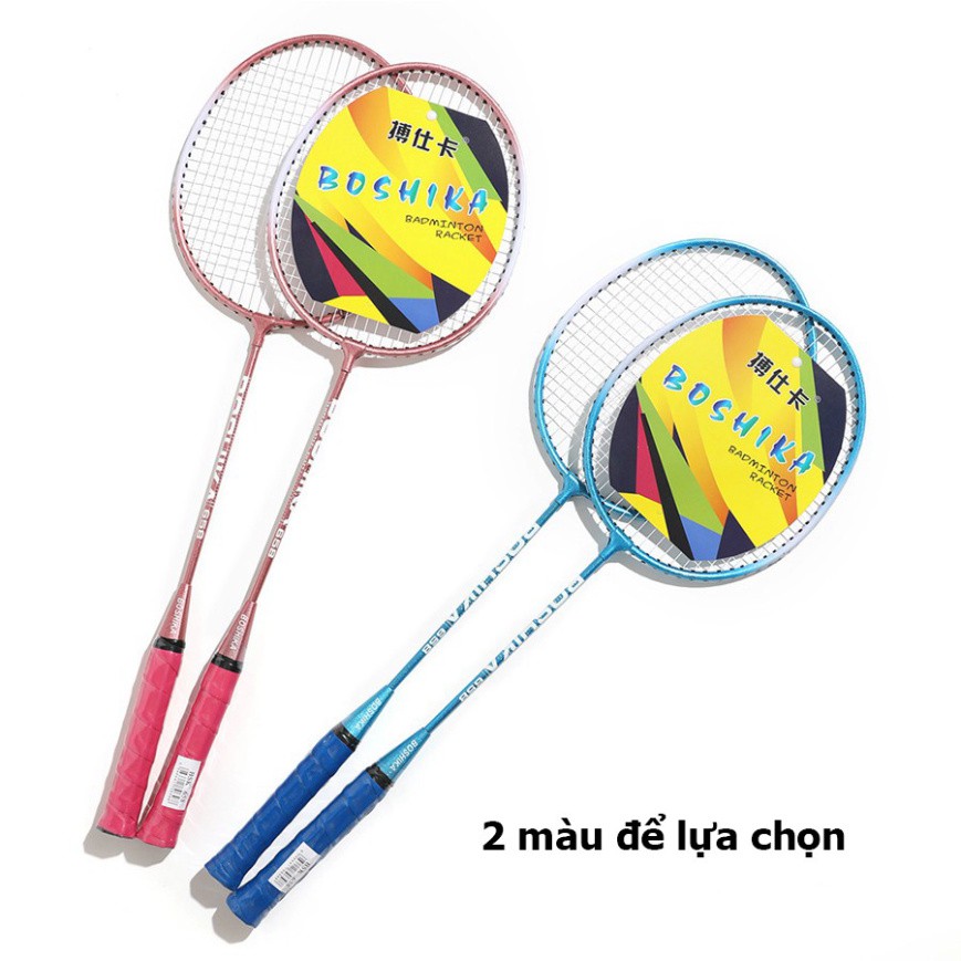 Vợt cầu lông hợp kim nhôm BOSHIKA cặp 2 vợt cầu lông tặng kèm 3 quả cầu lông