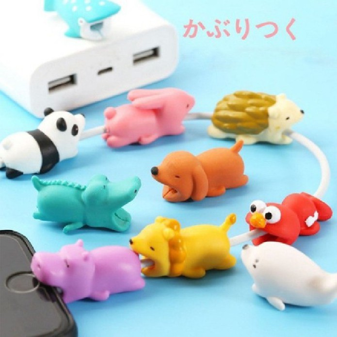 [20 mẫu] Phụ kiện thú silicon bọc bảo vệ đầu dây cáp sạc USB Cable Bite siêu cute siêu dễ thương 5centimet